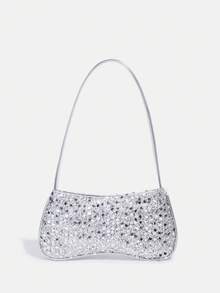 1pc Girl's New Fashion Sequin Elegant Shoulder Bag, High-End Baguette Bag, Fashionable Floral Sequin Baguette Bag, Evening Clutch, Wallet, Coin Purse, Black, White, Pink, Gold, Silver, Suitable For Daily, Party, Travel, Ideal Gift - Multicolor - View 11