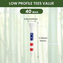 FINGER TEN 40个装 2 1/8英寸木制高尔夫球座，采用美国国旗条纹设计，确保高度一致且清晰可见，是三杆洞的理想之选。 - 白色 - 查看 2