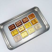 1 Hộp màu nước dạng rắn, Hộp kim loại đựng màu nước, Dụng cụ vẽ tranh màu nước, Quà tặng nghệ thuật cho năm học mới, năm mới và các dịp lễ, Dùng cho mục đích nghệ thuật - Mảnh duy nhất - Xem 11