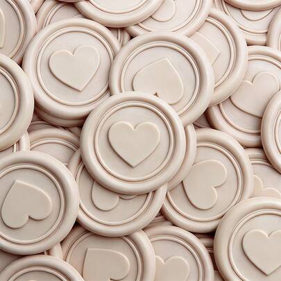 30张心形图案蜡封贴纸，专用于信封和邀请函，易于使用，粘性强，花卉图案信封贴纸，礼品邀请函配件