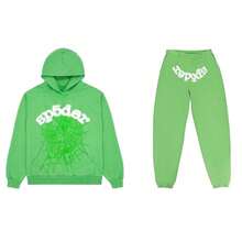 SP5DER Spider Worldwide Tracksuit Hoodie Set Cobweb Spider Style, Letter Print, Hip Hop Hoodie Set,Long Sleeve Fashion Sweatshirt, Hoodie Pant Casual Tracksuit Long Sleeve Athletic Suit, Couple MatchingDesign, Designed For Both Men And Women.Sportswear Set - Xanh lá cây/bộ - Xem 1