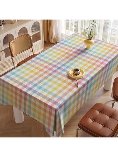 1pc Spring Floral Tablecloth, Pink Rose And Butterfly Pattern Design, Rectangular And Round Tablecloths, Spring Decor, Valentine's Day, Mother's Day, Wedding Season Party Tablecloth, Kitchen Accessory, Room And Outdoor Decoration, Ideal Gift