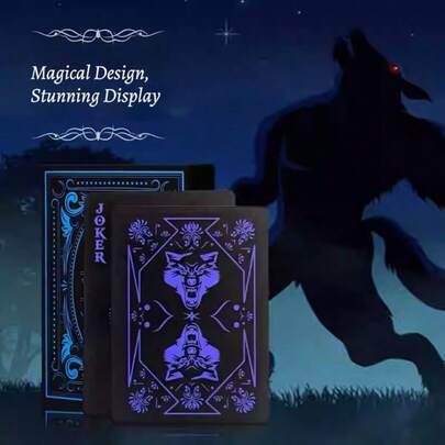 Black High-Quality Poker Cards - Wolf Head Design - Plastic PVC - Creative Waterproof - Marked Deck Playing Cards - Washable - Birthday Gift - Magic Prop - Holiday Gift