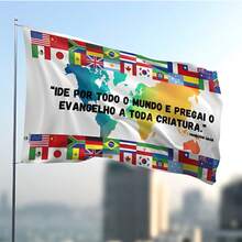 Bandeira Evangélica de missões nações mundo ide por todo mundo Dupla Face 0,90x1,28m - Culto Igreja Entrega Rápida - Multicolorido - Visão 2