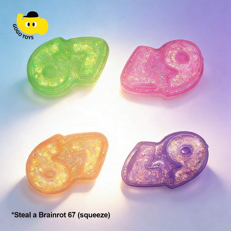Steal A Brainrot 67（挤压），一款减压挤压玩具，一款流行的 67 麦芽糖挤压玩具，一款减压玩具，节日礼物，生日礼物，新年礼物，情人节礼物。 - 彩色 - 查看 1