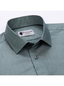 Men's Business Dress Shirts, 38% Bamboo Fiber, 62% Polyamide, Long-Sleeved, No-Iron, With A Slim Fit. Bamboo Fiber: Offers Good Moisture Absorption And Breathability, Is Comfortable To Wear And Naturally Antibacterial. It Is Wear-Resistant And Firm, Making The Shirt Less Prone To Deformation. - 苔蘚綠 - 查看 2
