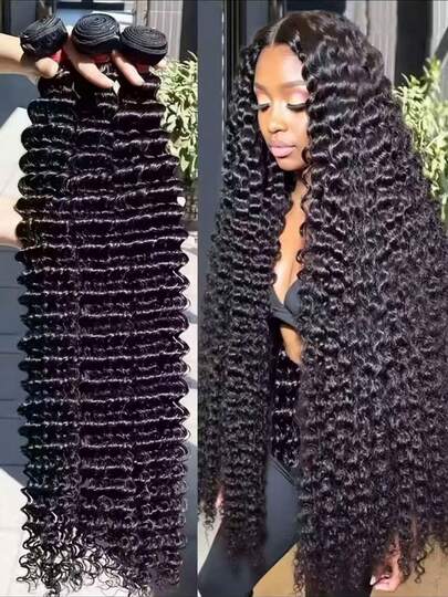 16A Raw Bundles Human Hair Deep Wave, 4 Bundles 18 20 22 24 Inch Deep Wave Bundles Human Hair, Triple Lifespan Virgin Remy Hair