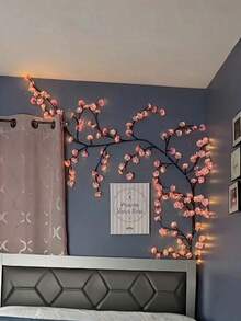 1pc Cherry Blossom Branch USB Power Supply Light,LED Dress Up String Lights, Push Button Control 8 Modes, Realistic Artificial Flowers, Suitable For Spring/Summer Indoor/Outdoor Decorations, Weddings, Valentine's Day - Warm White - View 2