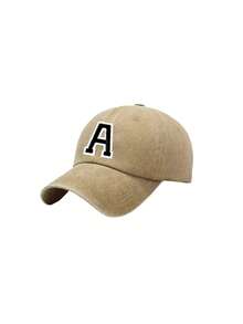 1顶26字母印花水洗棒球帽，适合儿童在假期、返校派对和日常佩戴，防紫外线离子 - 卡其色 - 查看 5