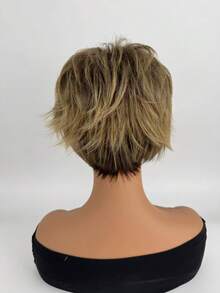 Women's Wigs, Short And Slightly Curled Wigs, Breathable Headpieces, Daily Wear And Makeup, Dance Parties, Birthday Gifts, Universal Sizes, Non Adhesive Wigs, Mother's Day, Halloween, Christmas - Gold - View 6