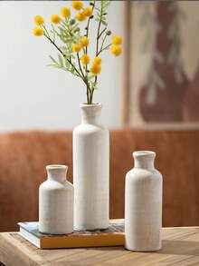 European Minimalist/INS-Style Vase, Floral Decoration, Country-Style Vase Set Suitable For Modern Farmhouse Decor, Living Room Centerpiece And Events, Dining Table, Bookshelf, Dried Flower Arrangement, And Hallway Decoration - White - View 4