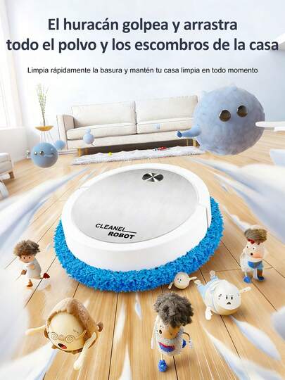 1 Pieza Blanco/Negro Robot Barredora, Barredora Inteligente Robot Aspirador, Robot Aspirador y Mopa Combo, USB Recargable, Húmedo y Seco Totalmente Automático Mopa Máquina con Función de Pulverización y Húmedo y Seco Almohadillas, Libera tus Manos para Pelo de Mascota y Mopa Limpiador, Pisos Duros y Alfombras, Adecuado para Escenarios en Hogares, Oficinas, Dormitorios, Pasillos, etc.