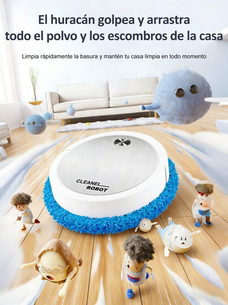 1 Piece White/Black Robot Sweeper, Smart Sweeper Robot Vacuum Cleaner, Robot Vacuum And Mop Combo, USB Rechargeable, Wet And Dry Fully Automatic Mop Machine With Spray Function And Wet And Dry Pads, Free Your Hands For Pet Hair And Mop Cleaner, Hard Floors And Carpets, Suitable For Scenarios In Homes, Offices, Bedrooms, Hallways, Etc. - 白色 - 查看 1
