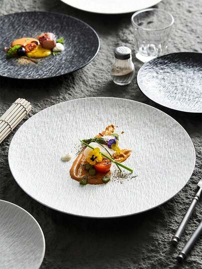 复古磨砂塑料餐盘，沙拉盘，甜点盘，适用于家庭、宿舍、厨房、餐厅，餐具配件，厨房用品