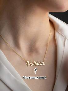 1 pièce Bijou en acier inoxydable personnalisé minimaliste avec nom personnalisé, convient pour le port quotidien et les célébrations. Collier avec nom personnalisé, bijou pour femme. Cadeau personnalisé, cadeau pour demoiselle d'honneur, cadeau pour elle, bijou fait main. Idéal pour la Saint-Valentin, la Fête des Mères, l'Aïd, la rentrée scolaire, cadeau personnalisé - Multicolore - Voir 7