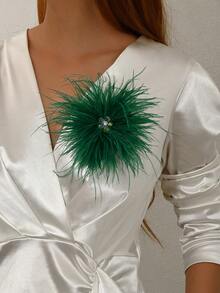 1 chiếc ghim cài áo hình lông vũ phong cách Bohemian cổ điển, phụ kiện đội đầu đa năng, kiểu dáng tối giản thanh lịch, phù hợp cho phụ nữ đeo hàng ngày, dự tiệc hoặc bất kỳ dịp nào. - màu xanh lá - Xem 5