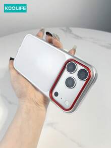 KOOLIFE 1pc Transparent Full Coverage Phone Case, Ultra-Thin PC Material With Red Lens Frame And Raised Lens Protection, Fashionable Anti-Drop Slim Phone Case, Compatible With IPhone 17/17 Pro/17 Pro Max - Clear - View 3