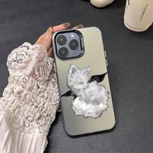 トーンオントーンの小さいさな翼のある猫のケース、Apple 16 Pro Max、15 Plus、14 Pro、13、11、12、13、14、15、15 Pro、15 Plus、15 Pro Max、7 Plus、8 Plus、11 Pro、12 Pro、13 Pro、14 Pro、11 Pro Max、12 Pro Max、13 Pro Max、14 Pro Max、14 Plus、5を使う - 半透明ブラック2 - チェックする 11