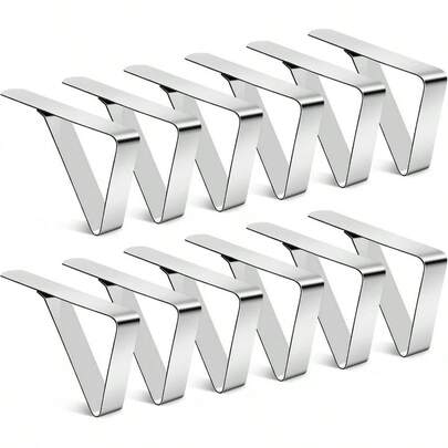 12 Pcs Tablecloth Clips, Picnic Table Clips, Stainless Steel Tablecloth Clip Table Cloth Cover Clamps Home Outdoor, Kitchen, Restaurant, Weddings, Picnic, Patio, Birthday Party, Camping Accessories