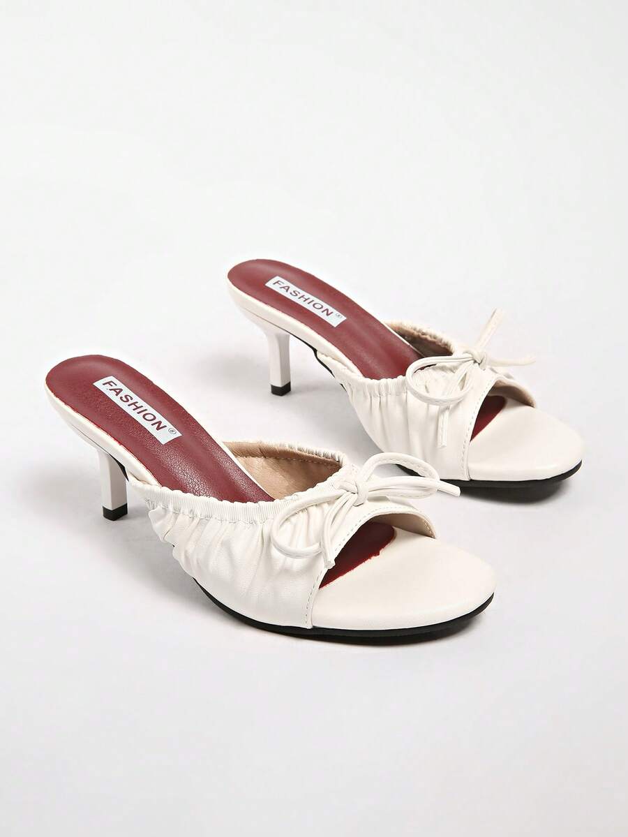 Sandal quai ngang đế dày bằng lưới, nơ kiểu Pháp, kiểu dáng cổ tích mới, phù hợp với váy, dép hở mũi. - trắng - Xem 1