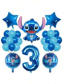 26入 Lilo & Stitch 鋁箔充氣氣球 1 2 3 4 5 6 歲生日派對裝飾 嬰兒派對氣球用品 玩具球 - 彩色 - 查看 5
