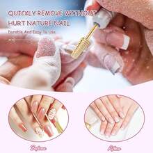 1pc Gold Tungsten Carbide Nail Polishing Drill Bit, For Nail Removal And Buffing, Nail Art Manicure In Home Or Salon - Gold - View 5