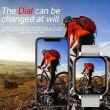 SIMSONLAB 男女通用智能手表，女士高清屏幕智能手表，1.83英寸高清彩色曲面屏，全贴合触控屏，运动智能手表，支持多种语言，无线充电，音乐播放器，通话功能和消息通知，适合学校、运动、聚会等各种场合。 - 彩色 - 查看 5