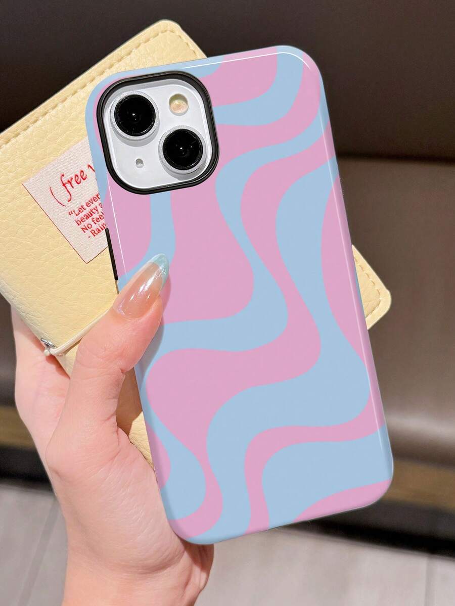 1个亮面艺术水波纹双层硬壳手机壳，兼容三星/ 11/12/13/14/15/16/17 Pro Max，国际版，非国内版 - 彩色 - 查看 1