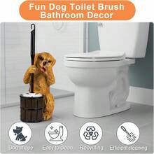 Toilet Brush Holder Set Bathroom Cute Dog Base Solidly Toilet Bowl Brush And Holder Flexible And Durable Style Stylish Toilet Cleaner Brush Saving Storage Space Toilet Brushes For Bathroom - Dog - 查看 4