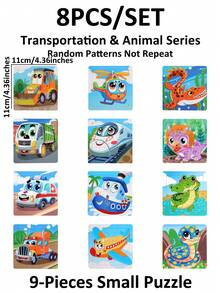 1/4/8/12/24/40片装儿童9片木制拼图玩具，完美的圣诞礼物，儿童拼图，幼儿园早教教具，适合所有年龄段自闭症儿童，理想的节日礼物