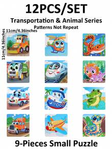 1/4/8/12/24/40片装儿童9片木制拼图玩具，完美的圣诞礼物，儿童拼图，幼儿园早教教具，适合所有年龄段自闭症儿童，理想的节日礼物