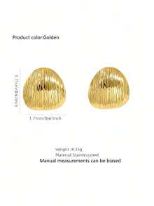 VceTd 1 Pair Minimalist Geometric Asymmetrical Square Stainless Steel Stud Earrings, Suitable For Women's Daily And Office Wear - Yellow Gold - View 2