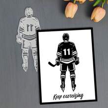 Creative Ice Hockey Player Cutting Dies, DIY Scrapbooking Album And Embossing Stencil, Greeting Card Making Tool, Card Paper Cutting Crafts ,Gift Card Making Template Die Cuts. - Silver - View 7