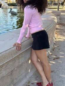 Womenacute;S Solid-Color Fitted Skirt - Black - View 4