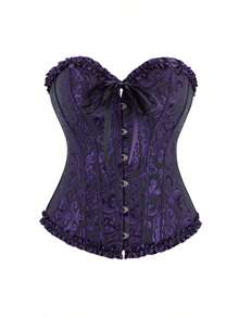 女士复古提花胸衣上衣，塑形紧身胸衣式性感抹胸露脐上衣，适合派对、万圣节、节日和其他场合