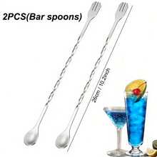 8.9-Inch Premium Stainless Steel Cocktail Muddler And 10.2-Inch Long-Handle Bar Mixing Spoon, Home Bar Tool Set, Bar Accessories Tools, Suitable For Mojito Juice Drink - Multicolor - View 15