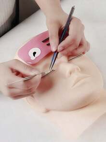 1pc Eyelash Extension Training Mannequin Head - Eyelash Extension Practice Model - Beauty Massage Training Head - Makeup Eyebrow Microblading Dummy Head - Soft Silicone Material - Eyelash Extension Tools - Multicolor - View 4