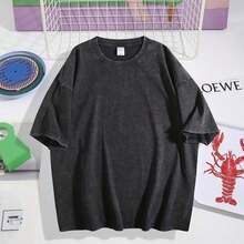 Vintage Hillman College Washed T - Shirt, Short Sleeve Crew Neck 100% Cotton Breathable Graphic Tee With Anchor Emblem & 1881 Text - Casual Retro Style For College Fans & Daily WearNew Casual T-Shirts For Men And Women-HD07 - 黑色 - 查看 3