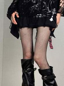 1pc Women's Black Sexy Rhinestone Mesh Pantyhose - 1 Pair Of Black - View 5