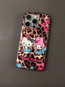 SANRIO 1个全新锡箔纸IMD个性化豹纹Melody Hello Kitty蝴蝶结星星手机壳，兼容 17 Pro Max/15/16 Pro Max/14 Niche 13/12卡通/11高端时尚防震 - 彩色 - 查看 1