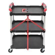 SanBouSi Foldable Rolling Service Cart Kitchen Storage Cart 3-Tier Service Carts With Wheels - Black and Red - View 8