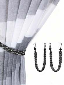 2pcs Polyester Braided Macrame Curtain Tie Backs, Multi-Color Options, Suitable For Curtain Fixing And Decoration - Multicolor - View 8