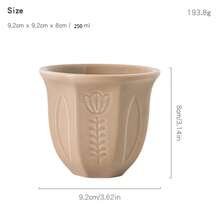 6pcs/Set Embossed Ceramic Tulip Cups (100ml) - Arabic Style Matcha And Coffee Cups, Suitable For Eid Al-Adha