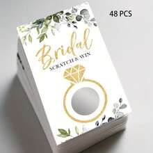 24/48 Pcs Bridal Shower Games Featuring Printed Scratch-Off Raffle Cards, A Fun Wedding Shower Activity With A Botanical Eucalyptus Design, Including 40 Cards And Stickers - Pink - View 9