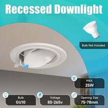 1pc GU10 Recessed Ceiling Light, LED Ceiling Light, Spotlight, Downlight, Replaceable GU10 Bulb, Black/White, Single/Dual Head, 110V/220V, Includes 5W Bulb, Cool White/Neutral White/Warm White, Suitable For Bedroom/Living Room, Kitchen/Showroom/Mall/Hotel/Bathroom/Bar - GU10 Recessed Downlight - View 2