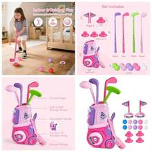 - Juego de para nios pequeos, palos de de plstico de 3 a 5 aos, con 4 palos de y 10 pelotas, juguetes de para interiores y exteriores con carrito para nios y nias de 1 2 - Juego de golf de juguete rosa - Ver 1