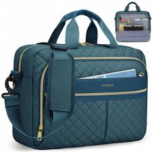 NEWHEY 15.6 Inch Women's Business Commuter Laptop Bag, Handbag, Shoulder Bag, Briefcase, Black/Khaki - Multicolor - View 12