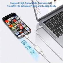 1 pieza Adaptador de Tipo-C a Lightning, Adaptador de carga trenzado y transferencia de datos compatible con iPhone 17/16/15 Pro Max/15 Pro/15 Plus/15, S25/S24/S23/S22/S21 Ultra Plus, Series con cable - Blanco - Ver 3