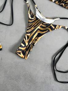 Bikinx 2025年女士度假泳装，性感不对称印花比基尼套装，适合夏季海滩（印花随机） - 彩色 - 查看 6