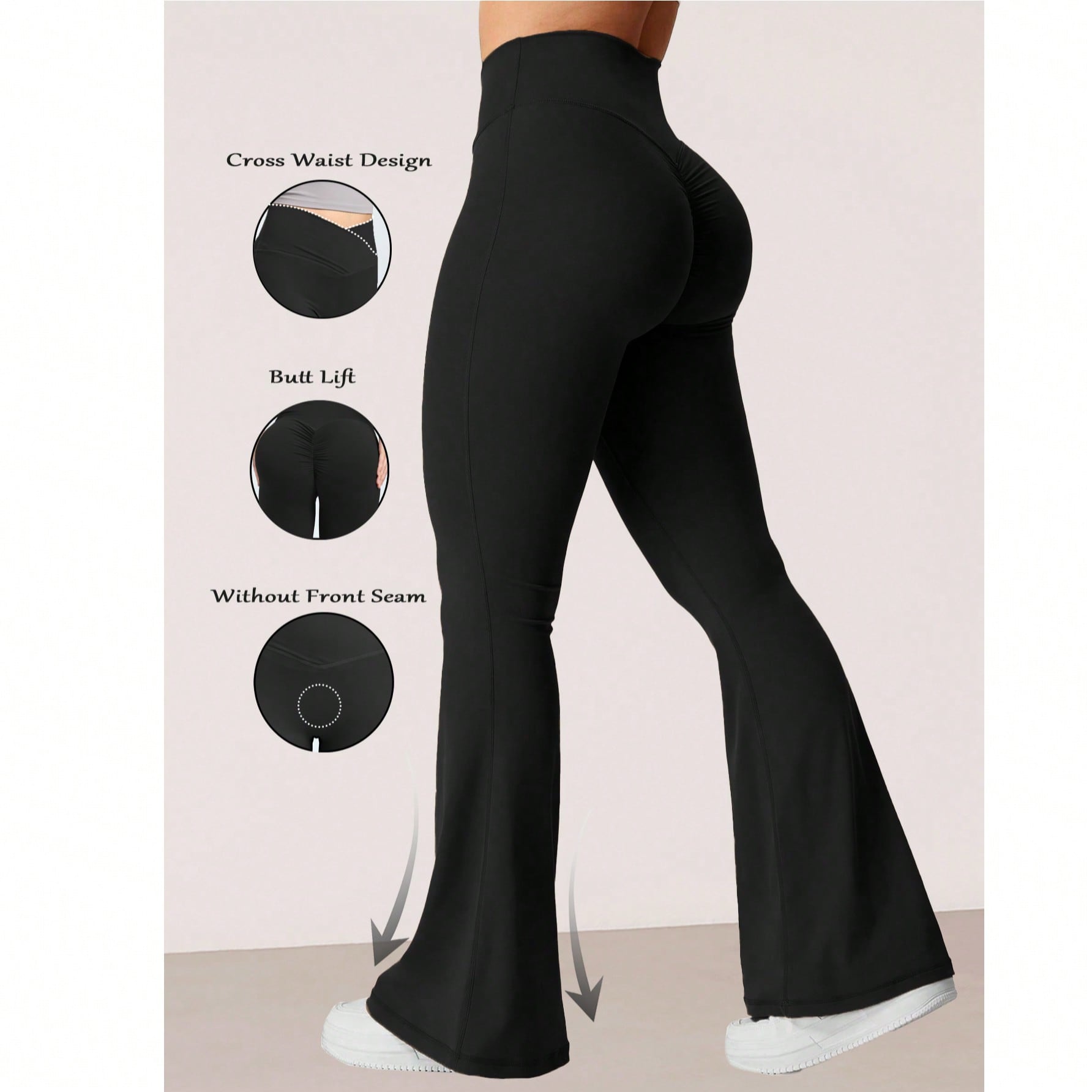 Pantalones de yoga de cintura alta con campana, mallas ajustadas que levantan el trasero para mujeres, pantalones ajustados con cruce en la cintura al